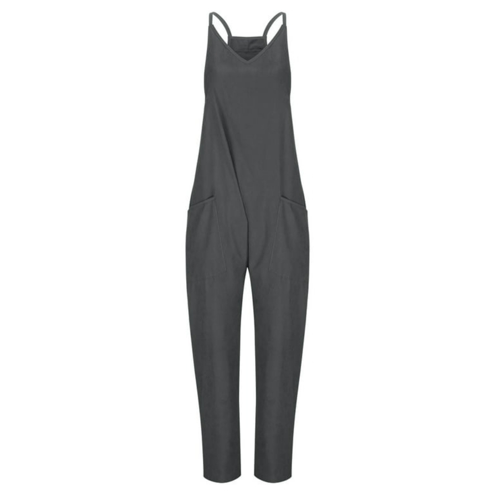 Vintage-Casual Adjustable Spaghetti Straps Harem Long Pant Overalls With Pockets - Picture 4 of 5